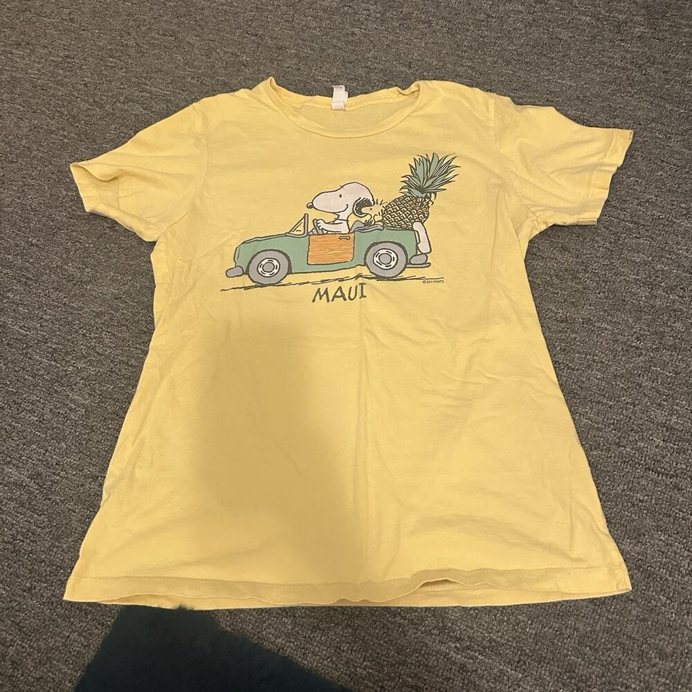 Peanuts Snoopy Yellow Maui Pineapple t-shirt Size Large